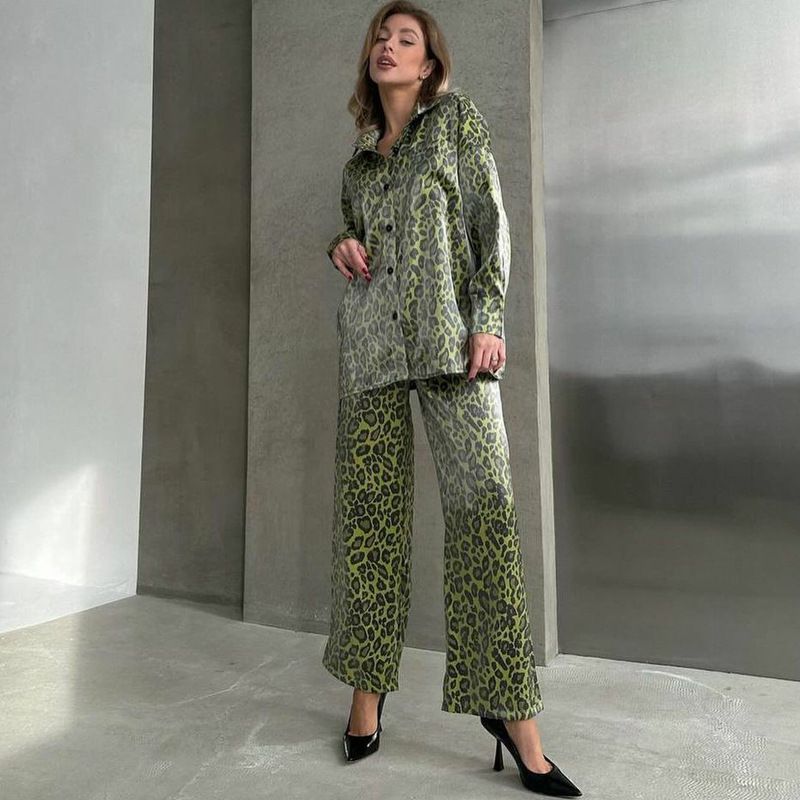 Women's clothing fashion casual suits for women leopard print spring ladies long-sleeved trousers women's clothing two-piece suit_mkmklike.com