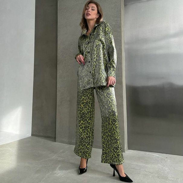 Women's clothing fashion casual suits for women leopard print spring ladies long-sleeved trousers women's clothing two-piece suit_mkmklike.com