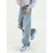 Men's Clothing Ripped Floor Mopping Pants Loose Washed Straight Jeans_mkmklike.com