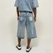 Men's Distressed Denim Capri Pants With Gradient Zipper - Relaxed Fit Vintage Washed Shorts For Casual Style_mkmklike.com