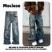 Moclose Retro Street Style Straight Leg Jeans For Men & Women – Vintage Washed Denim With Digital Print_mkmklike.com
