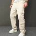 Men's Utility Cargo Pants – Beige Washed Cotton Workwear With Multi-Pocket Design (30-40, Mid-Rise Straight Fit, Street Style Inspired)_mkmklike.com