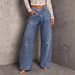Women's Mid-Rise Stretch Jeans Distressed Straight Leg Denim Pants Rhinestone Embellishments Comfort Fit_mkmklike.com