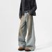 Abandoned Earth Style Wide Jeans Men's Spring American High Street Dirty Loose Straight Leg Casual Pants_mkmklike.com