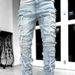 2025 Clothing Patch Multi Color Slim Fit Micro La Jeans Trendy Men's High Street Pants_mkmklike.com