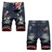 New Style Personalized Ripped Patched Five-Point Pants Frayed Denim Shorts Men's Trendy Fashion Brand_mkmklike.com