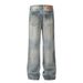 Heavy-duty Distressed Ripped Jeans Straight Long Men Loose Casual Washed Dirt Wide-leg Pants Punk Street Fashion_mkmklike.com
