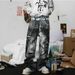 Men's Clothing High Street Retro Snake Pattern Digital Print Jeans Loose Flared Pants_mkmklike.com