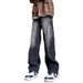 Men's Clothing Straight Jeans Men's Spring Retro Washed Design Casual Pants High Street Cool Cleanfit Pants_mkmklike.com