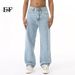 EF JEANS | 2024 New Product, Hong Kong Style Straight Tube, Simple Classic Basic Versatile Washed Light-colored Jeans Tide_mkmklike.com