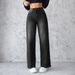 Women's Clothing Temperament Non elastic Straight Wide leg Jeans Women_mkmklike.com