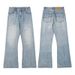 Vintage Ice Blue Denim Jeans for Men Slight Flare Stretch Comfort Fit Trendy Vibe Style_mkmklike.com