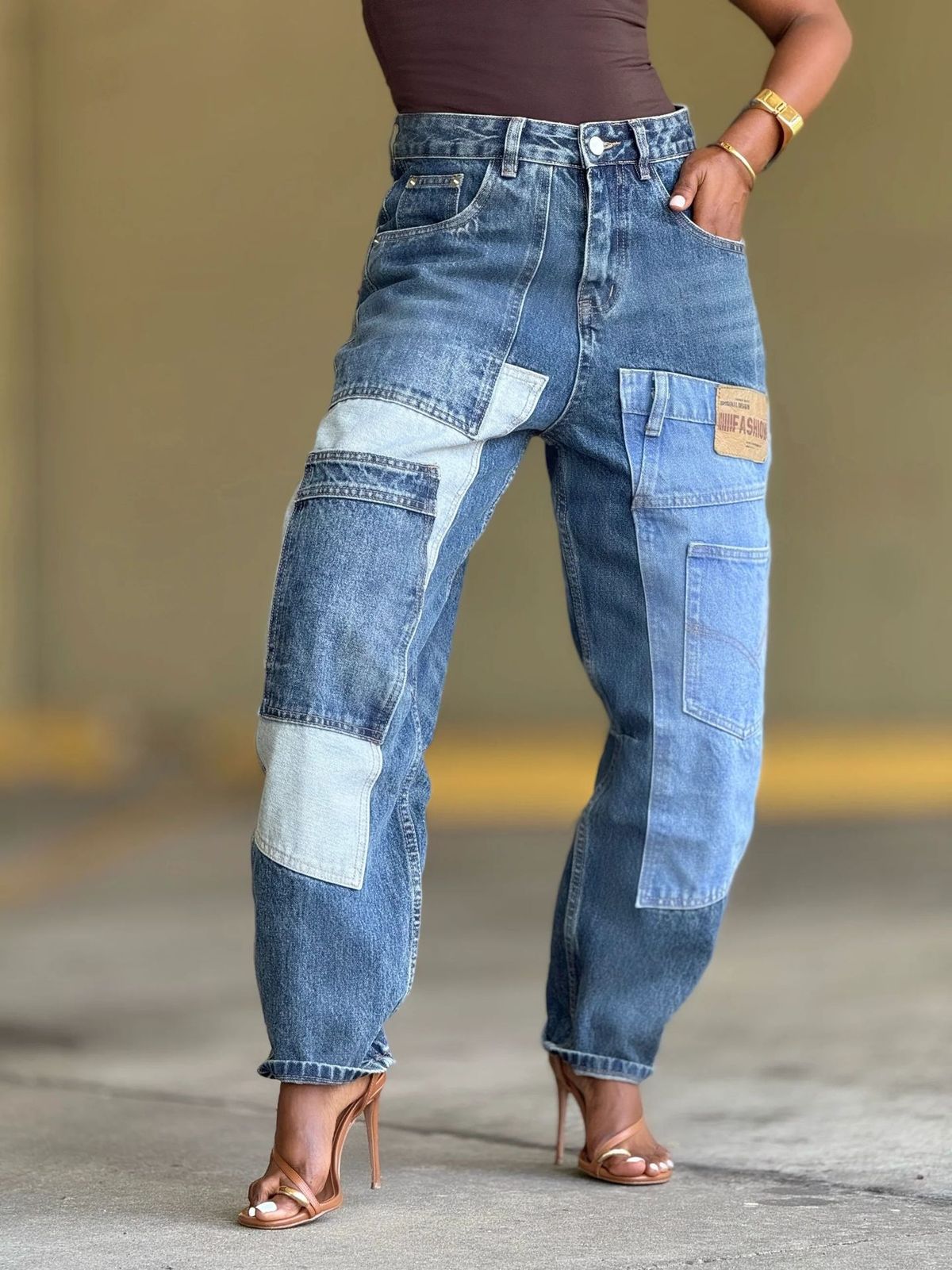 Women's Clothing Women's Tapered Jeans Multi Pocket Deconstructed Patchwork For Formal & Casual For Women_mkmklike.com