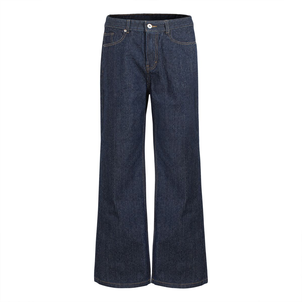 Heavyweight Striped Washed Jeans – Straight-to-Flared Silhouette, Unisex Loose Fit (Black, Dark Blue, S-XXXL)_mkmklike.com