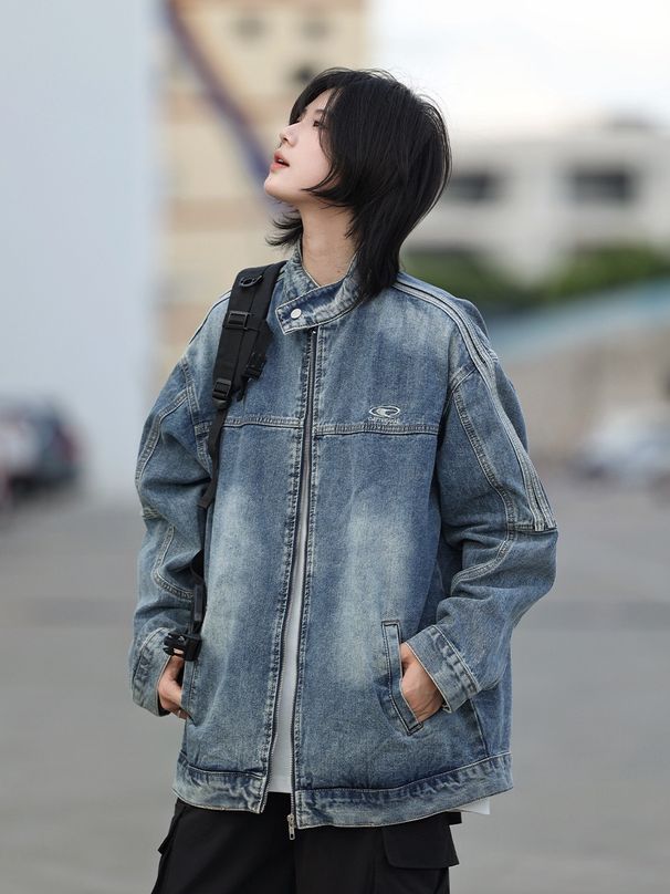 Loom Style Side Stripe Denim For Men, Spring Autumn, Retro High-End Feel, European And American Trendy Brand, Striped Stand_mkmklike.com