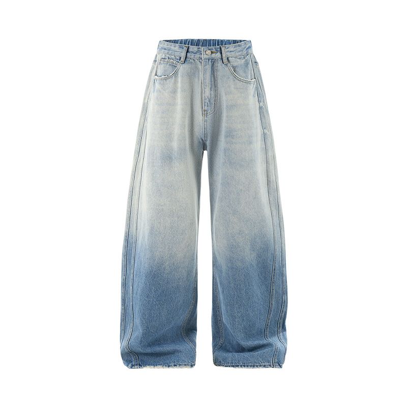 Men's Distressed Faded Wide-Leg Jeans | Vintage Streetwear Denim Pants For Casual Wear_mkmklike.com