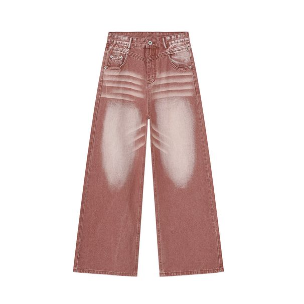 EF JEANS | 2024 New, American Street White Straight Wide Leg Red Washed Jeans Tide_mkmklike.com