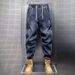 Men's Baggy Cargo Jogger Pants Retro Washed Cotton-Blend Drop Crotch Casual Trousers With Adjustable Drawstring & Tapered Cuffs_mkmklike.com