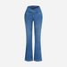 Women's Clothing Denim Flared Pants European American Style Crossover Elastic Waist Hip Lifting Design Women's Clothing_mkmklike.com