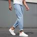 Men's Clothing Slim Fit Straight Leg Jeans Tapered Casual Cropped Length Versatile Small Straight Leg_mkmklike.com