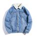 Autumn Winter Fleece Lined Denim Men's Coat Loose Plus Size Lamb Wool Korean Style Thickened Warm Cotton Jacket_mkmklike.com