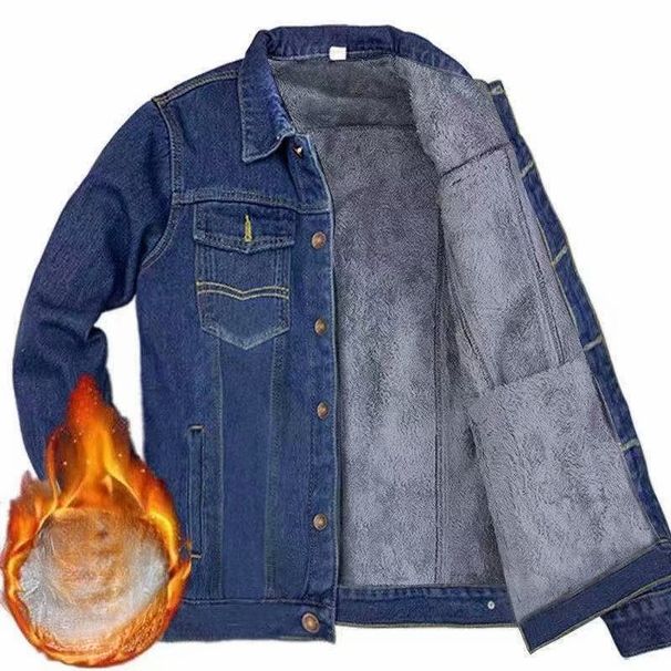 Winter Fleece Thickened Denim Jacket Men's Korean Version Of Trendy Men's Clothing Versatile Loose Large Size Thermal Tooling Jacket Tide_mkmklike.com
