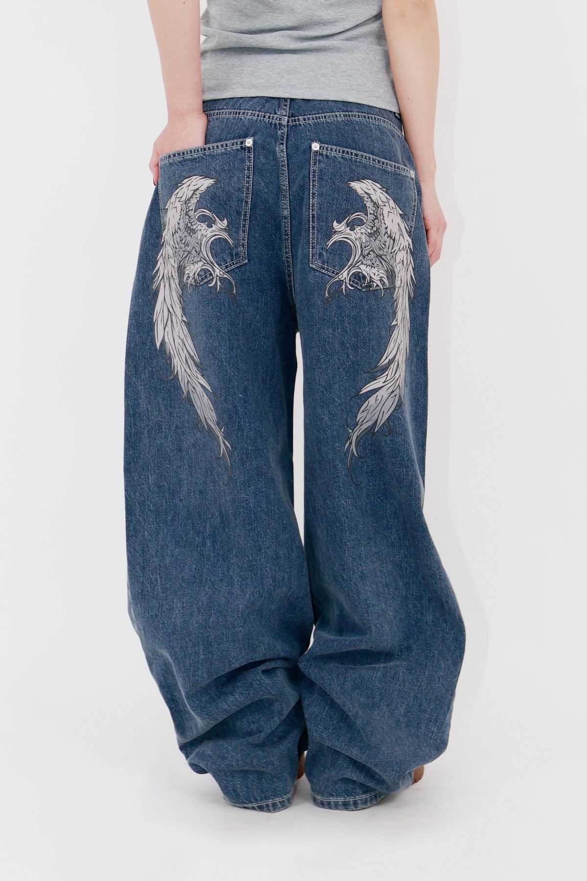 Women's Y2K Straight Leg Denim Jeans Loose Fit Printed Floor Length Trousers Sexy Style Fashion_mkmklike.com