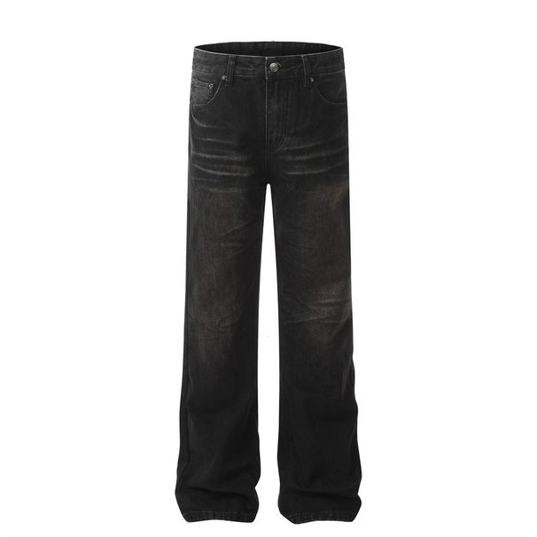 Washed Denim Straight-Leg Men's American Street Style Loose Wide-Leg Floor-Length Casual Versatile Dad Pants_mkmklike.com