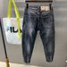 Men's Slim Fit Denim Jeans Black Gray Color Blocking Style Trendy Brand Elastic Long Pants For Autumn Winter Versatile_mkmklike.com