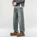 American Retro Spring Jeans, Men's Straight Harlan Loose Trendy Brand Washed Double Craft Middle Waist Youth Large Size_mkmklike.com