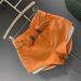 Summer New Style Orange Denim Shorts for Women High Waisted Versatile out of Pocket a Line Hot Pants_mkmklike.com