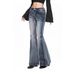 Women's Slim Fit Stretchy Jeans High Street Trendy Embroidered Flared Trousers_mkmklike.com
