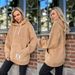 Women's flannel loose hooded long-sleeved pullover plush sweatshirt_mkmklike.com