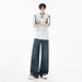 Men's High Street Distressed Washed Blue Jeans - Loose Fit Casual Wide Leg Straight Trousers With Cat Whiskers_mkmklike.com