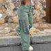 Women's Clothing hot girl street trendy fashion retro workwear multi pocket casual straight pants_mkmklike.com