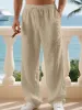 Men's Linen Casual Classic Straight-leg Pants, Breathable, Comfortable, And Stylish Long Pants, Suitable For Outdoor Travel, Vacation, And Daily Wear_mkmklike.com