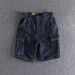 Men's American Retro Washed Distressed Workwear Denim Shorts Versatile Multi Pocket Five Point Length Original Color_mkmklike.com
