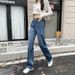 Retro High-waisted Straight-leg Jeans Women, 2024 Autumn New Style, Loose And Slimming, Versatile Wide-leg Floor-length_mkmklike.com