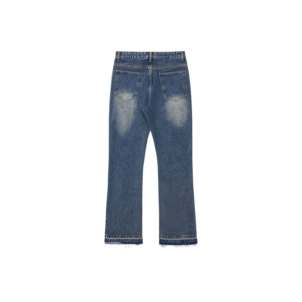 Cleanfit Wide-Leg Distressed Denim Jeans Vintage Blue Heavy Wash Digital Print Men's Clothing Pants_mkmklike.com