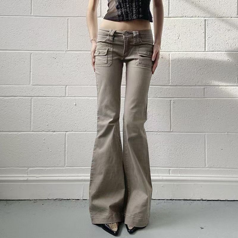 Retro Low-Rise Flared Jeans – Vintage-Inspired High-Waist Slimming Trousers For Women_mkmklike.com