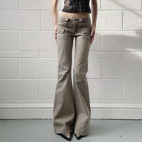 Retro Low-Rise Flared Jeans – Vintage-Inspired High-Waist Slimming Trousers For Women_mkmklike.com