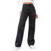Women's Wide Leg Loose Denim Trousers Washed Effect Fashion Spring Autumn Solid Color Polyester_mkmklike.com