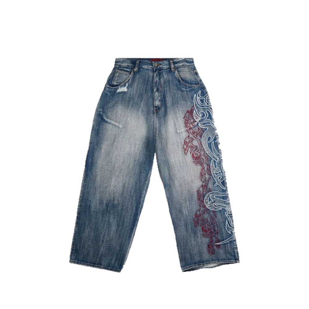 Men's Clothing Jeans Jacquard Embroidery American Cross Border Hip Hop Style Summer New Casual Versatile Trousers_mkmklike.com