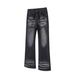 Men's Vintage Washed Black Slim Fit Straight Leg Jeans - High Street Vibe Retro Denim Pants Fashion Trends_mkmklike.com