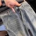 American Style Slightly Pulled Diagonal Cut Jeans Men's Trendy Pants Washed And Old Scimitar Overalls_mkmklike.com