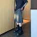 Men's Clothing Niche Old Washed High End Denim Shorts Men's Summer Slim Straight Shorts Retro Mid Length Pants_mkmklike.com