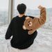 Men's Clothing Factory direct sales men's autumn and winter long sleeved lamb wool embroidery flocking cute little bear loose lazy style sweater men_mkmklike.com