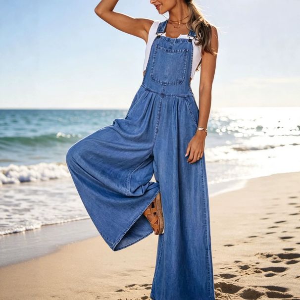 Women's Loose Fitting Sleeveless Jumpsuit With Side Pockets Relaxed Everyday Wear Versatile Comfortable Feshion Trend_mkmklike.com