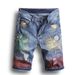 Suitable For All Seasons Ripped Denim Shorts Slim Fit Straight Mid-Length Trendy Plus Size Men's Clothing_mkmklike.com