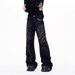 Men's Retro Distressed Denim Jeans High End Wide Leg Loose Street Style With Whiskers And Studded Details New Style_mkmklike.com